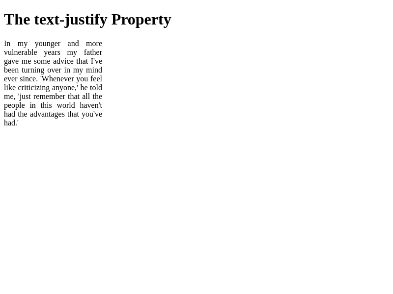 Browser Preview of TEXT-JUSTIFY